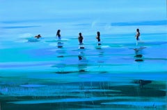 Azure Blue, a vivid memory painted of figures standing in the tide 