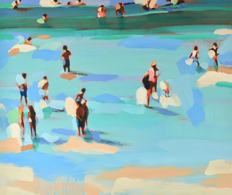 Elizabeth Lennie Beachlife 33 Abstract Oil Painting Of People