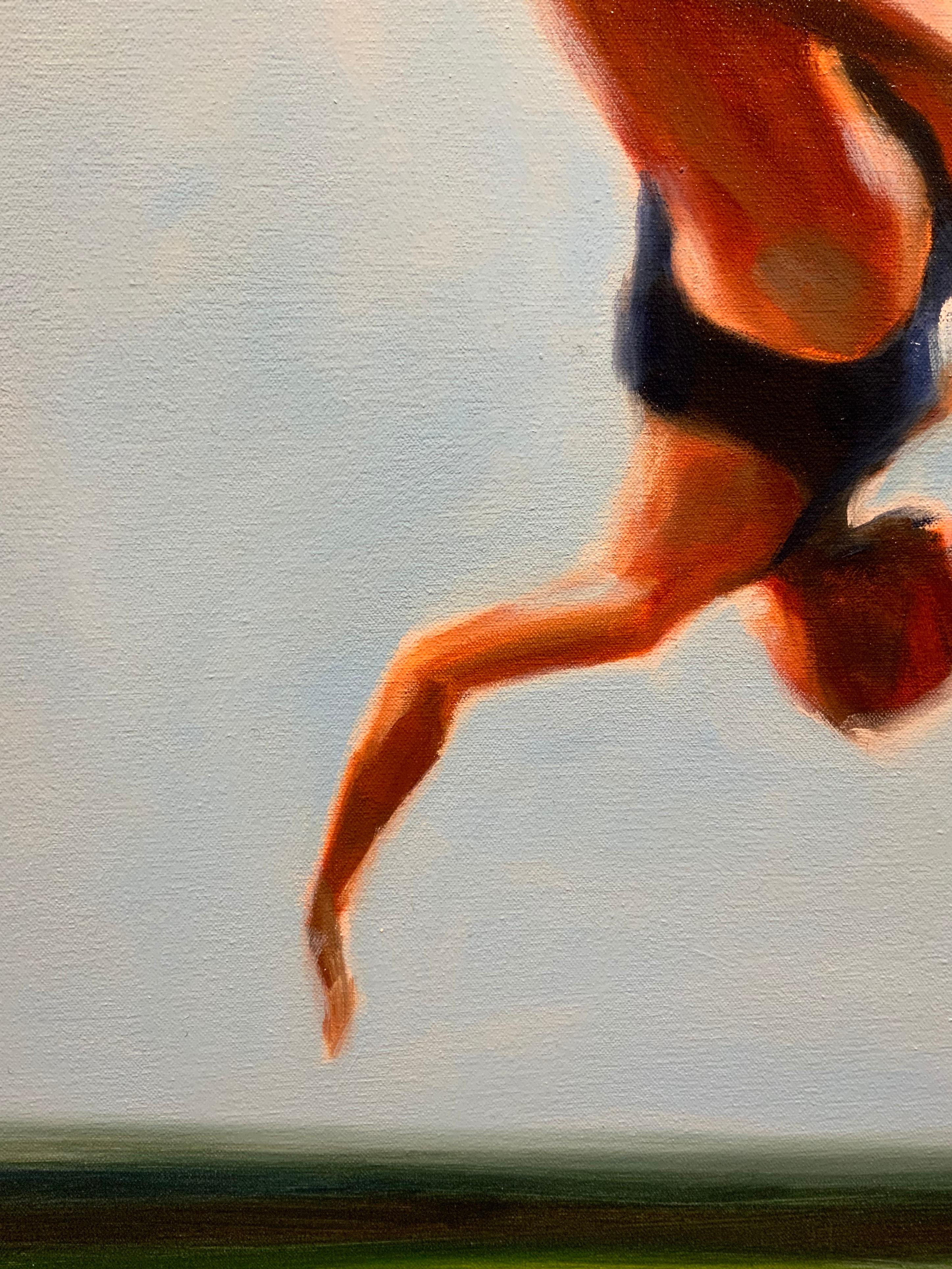 woman diving into water painting