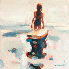 "Mythography #101" Oil Painting of a Woman Wading in Water in a Painterly  Style