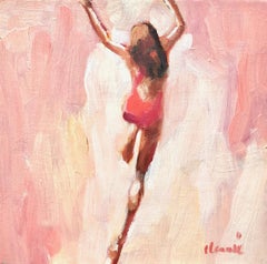 "Mythography #110" Abstract oil painting of a woman jumping in the water