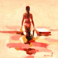 Elizabeth Lennie - "Mythography #126" Abstract painting of a woman wading in the water "Mythography #126" Abstract painting of a woman wading in the water