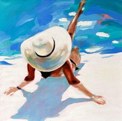 "A bordo piscina" una donna con un cappello da sole si rilassa vicino alla piscina in una giornata estiva