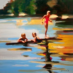 "Rabbit Lake Summer 3" summer nostalgia, floating raft, childhood, swimming, sun