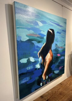 "Raven Haired Beauty" abstract depiction of a woman half underwater turned away