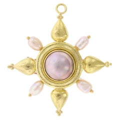 Elizabeth Locke 18 Karat Gold Mabe Pearl and Freshwater Pearl Pendant Brooch