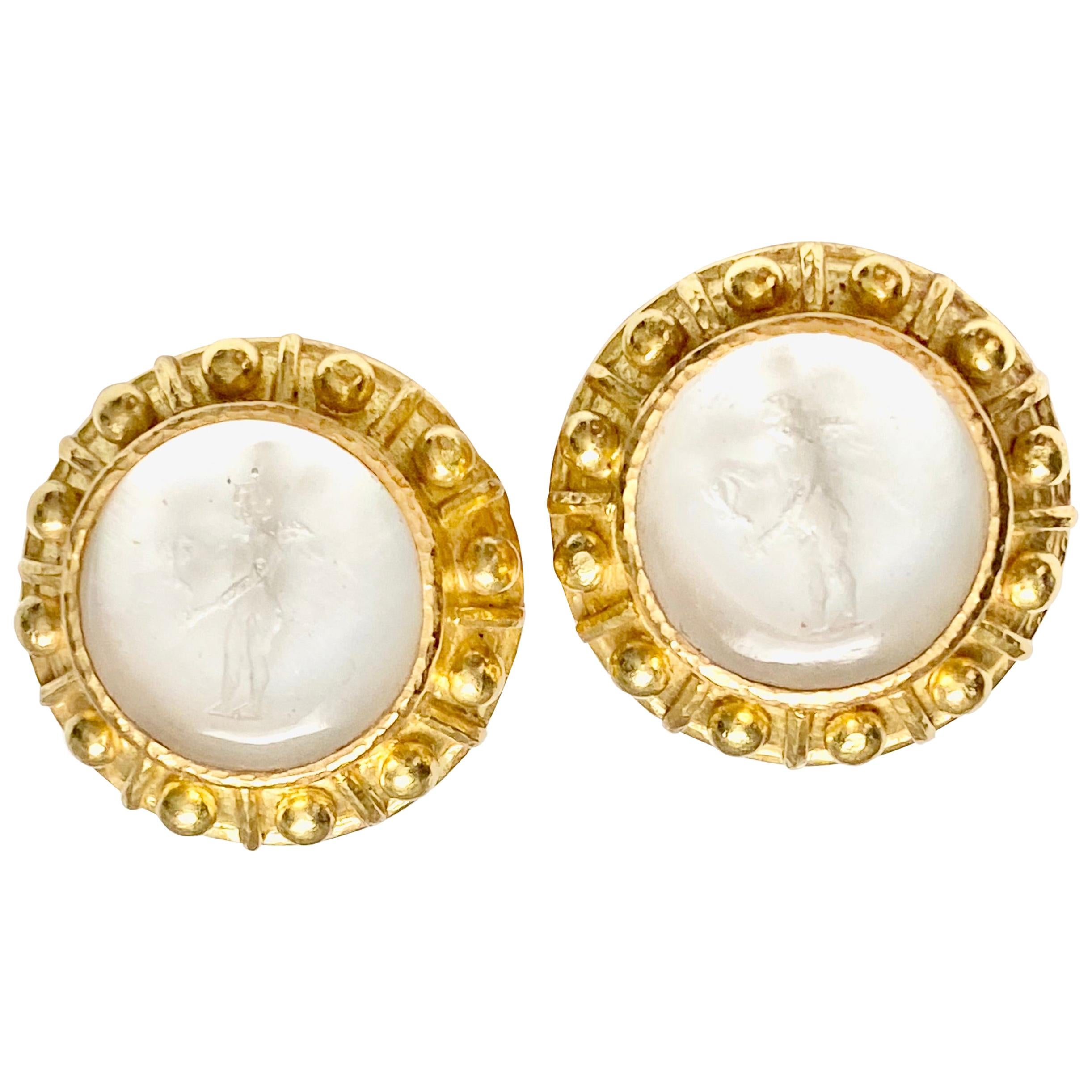 Elizabeth Locke 18 Karat Venetian Intaglio Earrings For Sale