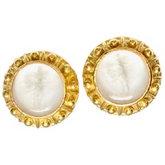 Elizabeth Locke 18 Karat Venetian Intaglio Earrings