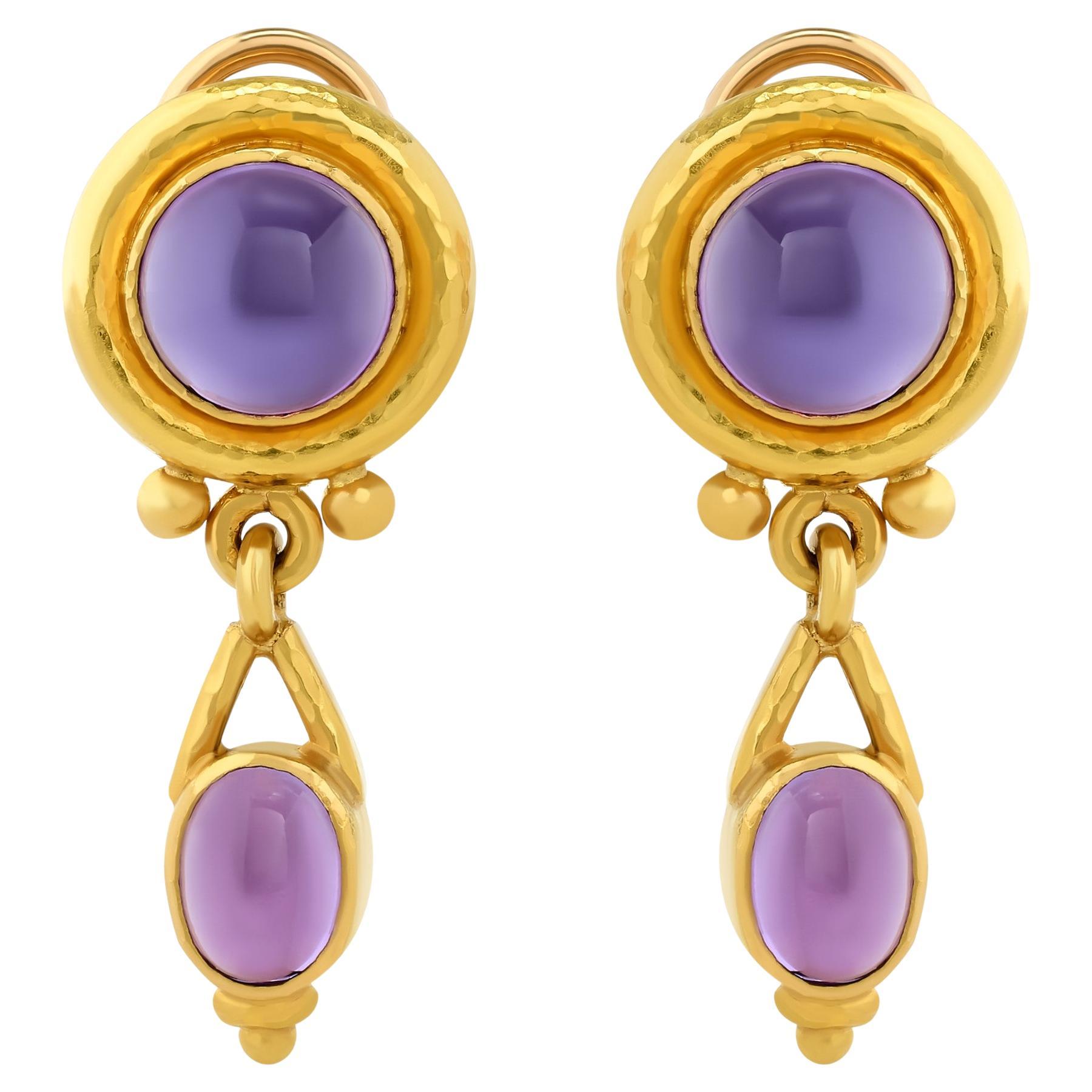 Pendientes de gota de amatista y nácar en oro amarillo de 18 quilates Elizabeth Locke