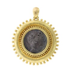 Elizabeth Locke 18 Karat Yellow Gold Ancient Coin Pendant Brooch