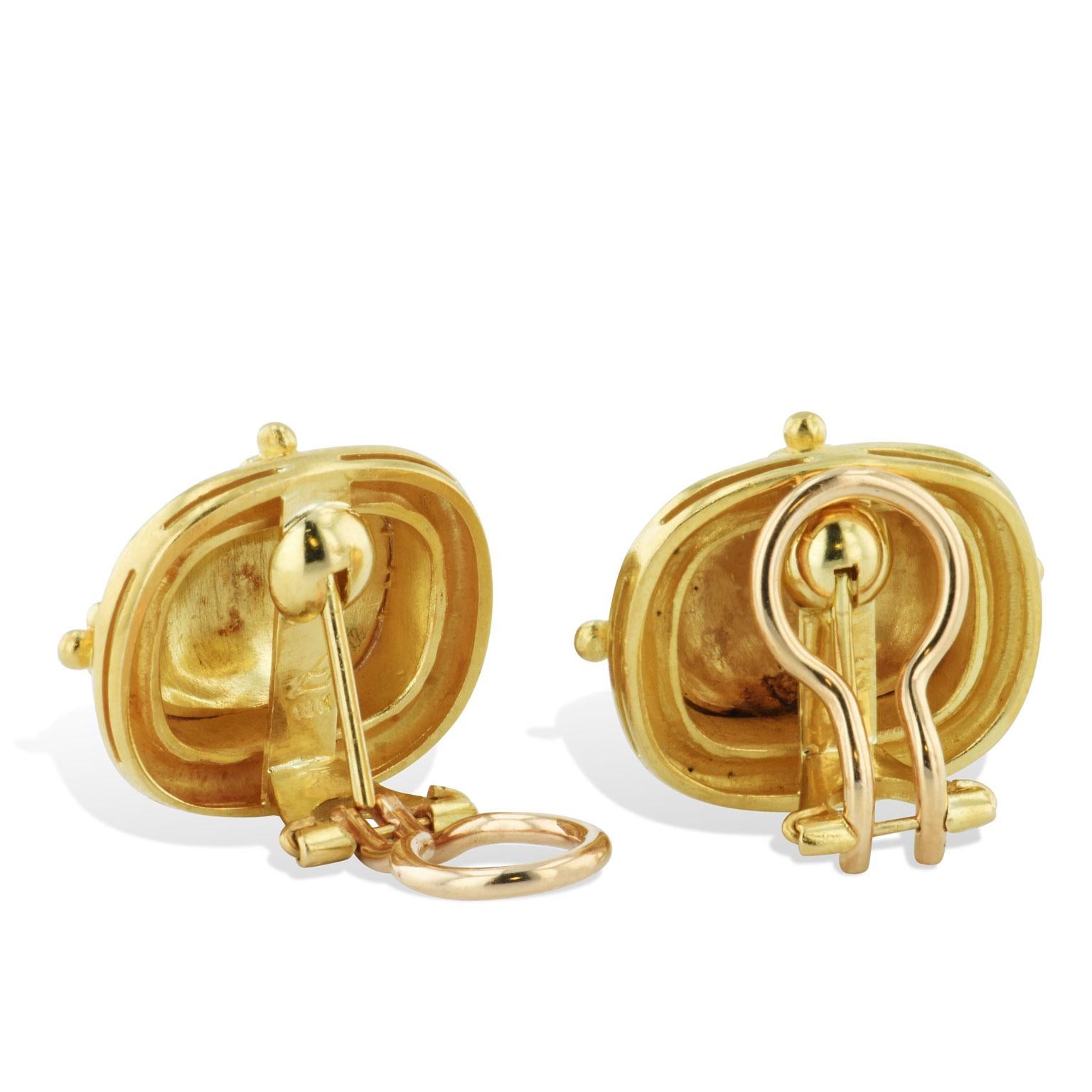 Make a buzz with these previously loved Elizabeth Locke 18 karat yellow gold “Bee” clip and post earrings. This pair is absolutely stunning (Retail $5,000).
