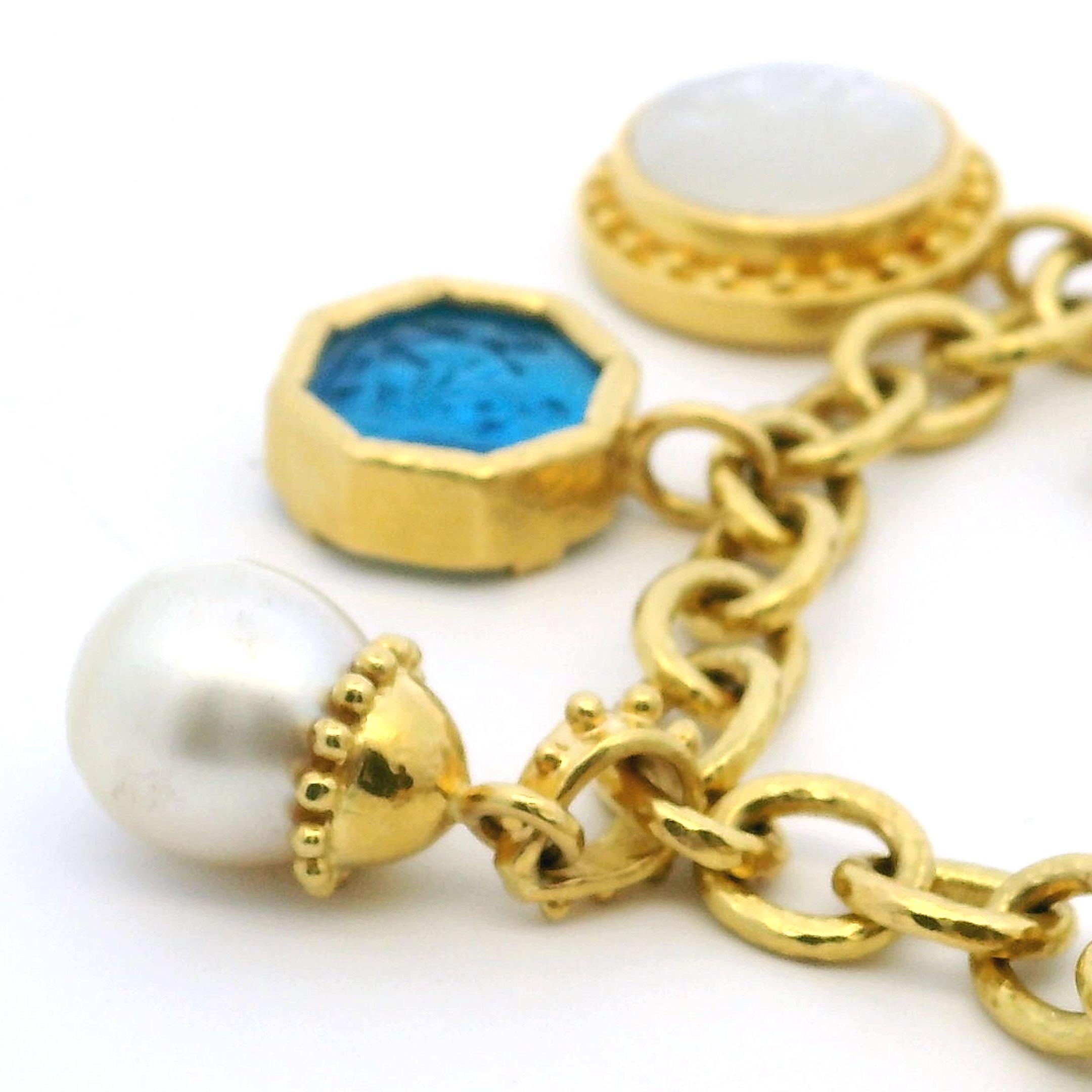 Elizabeth Locke 18K Gold Charm Armband Venezianisches Glas Intaglios, Perlen & Münzen im Angebot 4