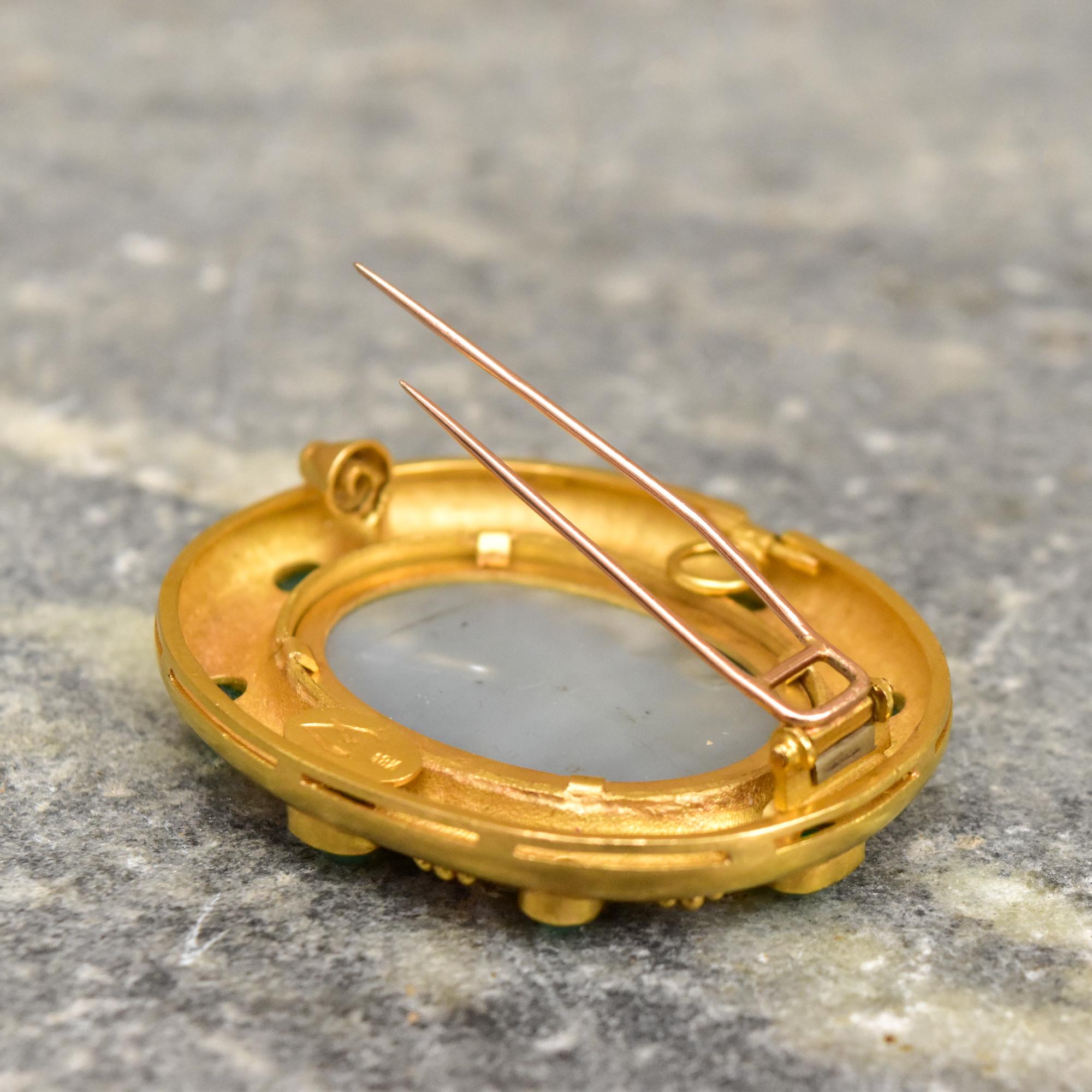Elizabeth Locke 18k Venetian Glass Intaglio Brooch Pendant For Sale 4