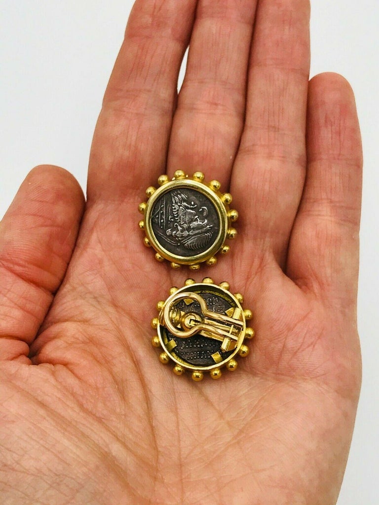 Elizabeth Locke 18 Karat Yellow Gold Ancient Coin Earrings For Sale 4