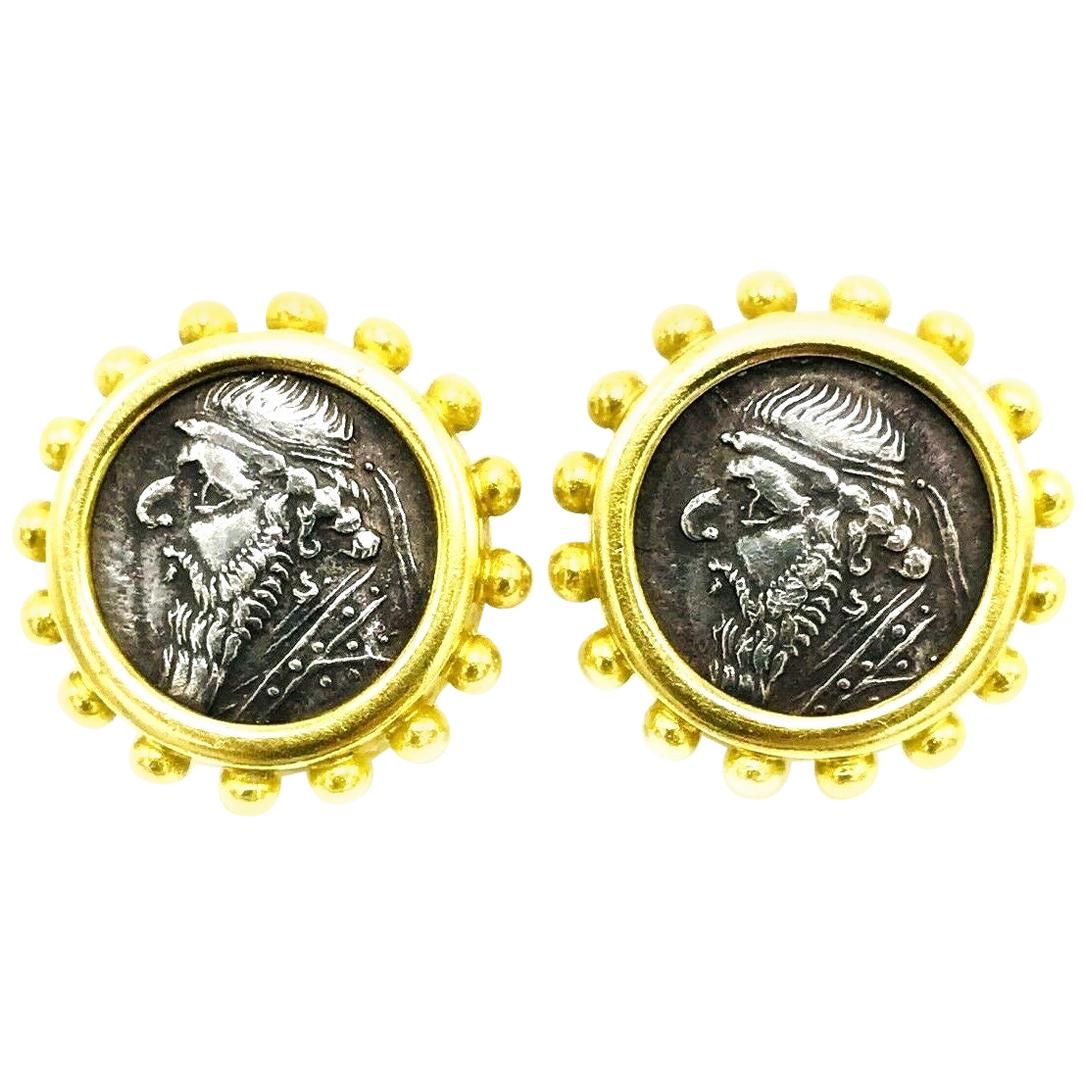 Elizabeth Locke 18 Karat Yellow Gold Ancient Coin Earrings