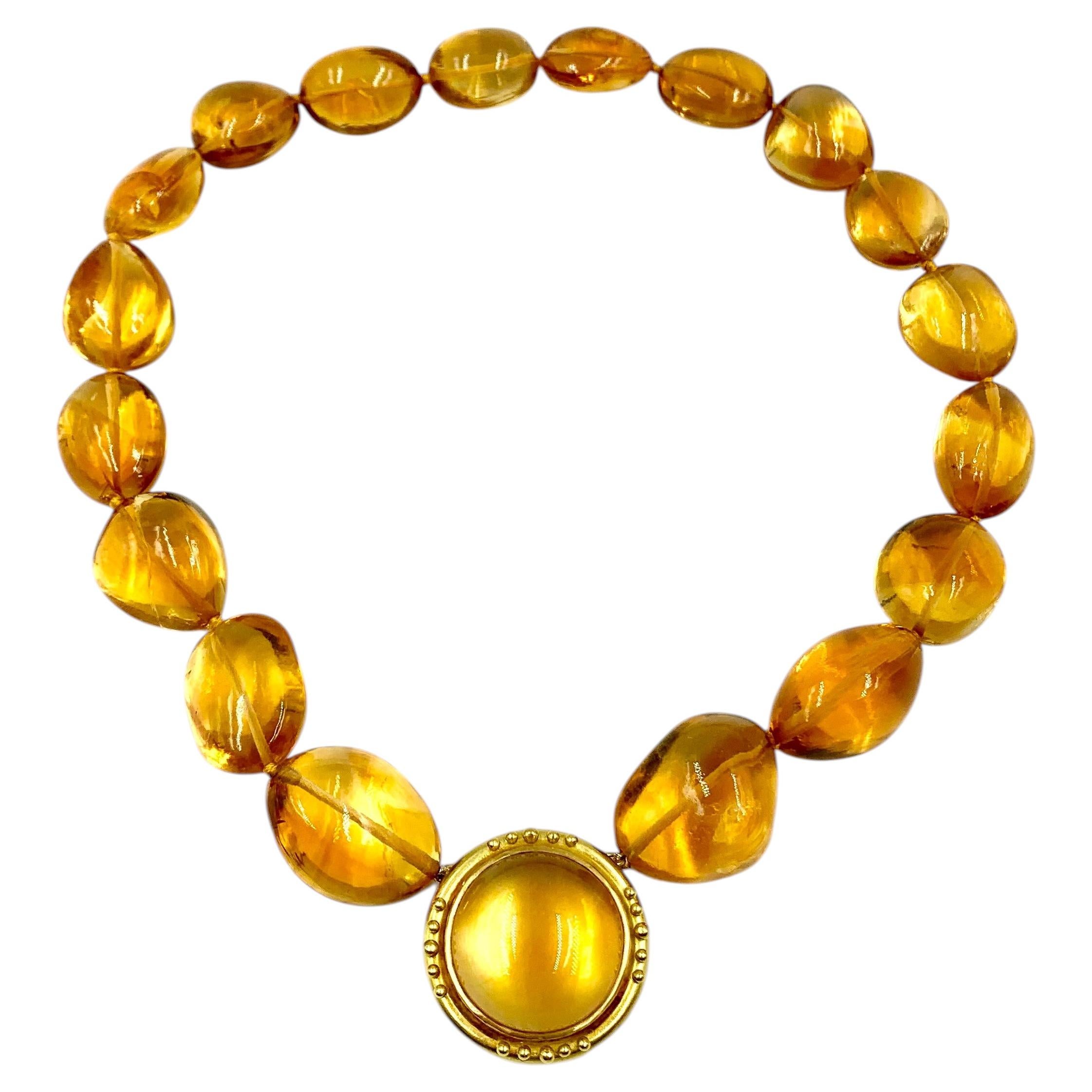 Elizabeth Locke 18K Yellow Gold Citrine Statement Necklace For Sale