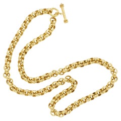 Elizabeth Locke 18k Yellow Gold Hammered Heavy Link Chain Necklace 32"