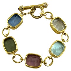 Elizabeth Locke 18K Yellow Gold Intaglio Glass "Antique Animals" Bracelet