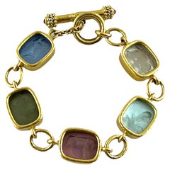 Elizabeth Locke Bracelet « Animals anciens » en or jaune 18 carats et verre taillé en creux