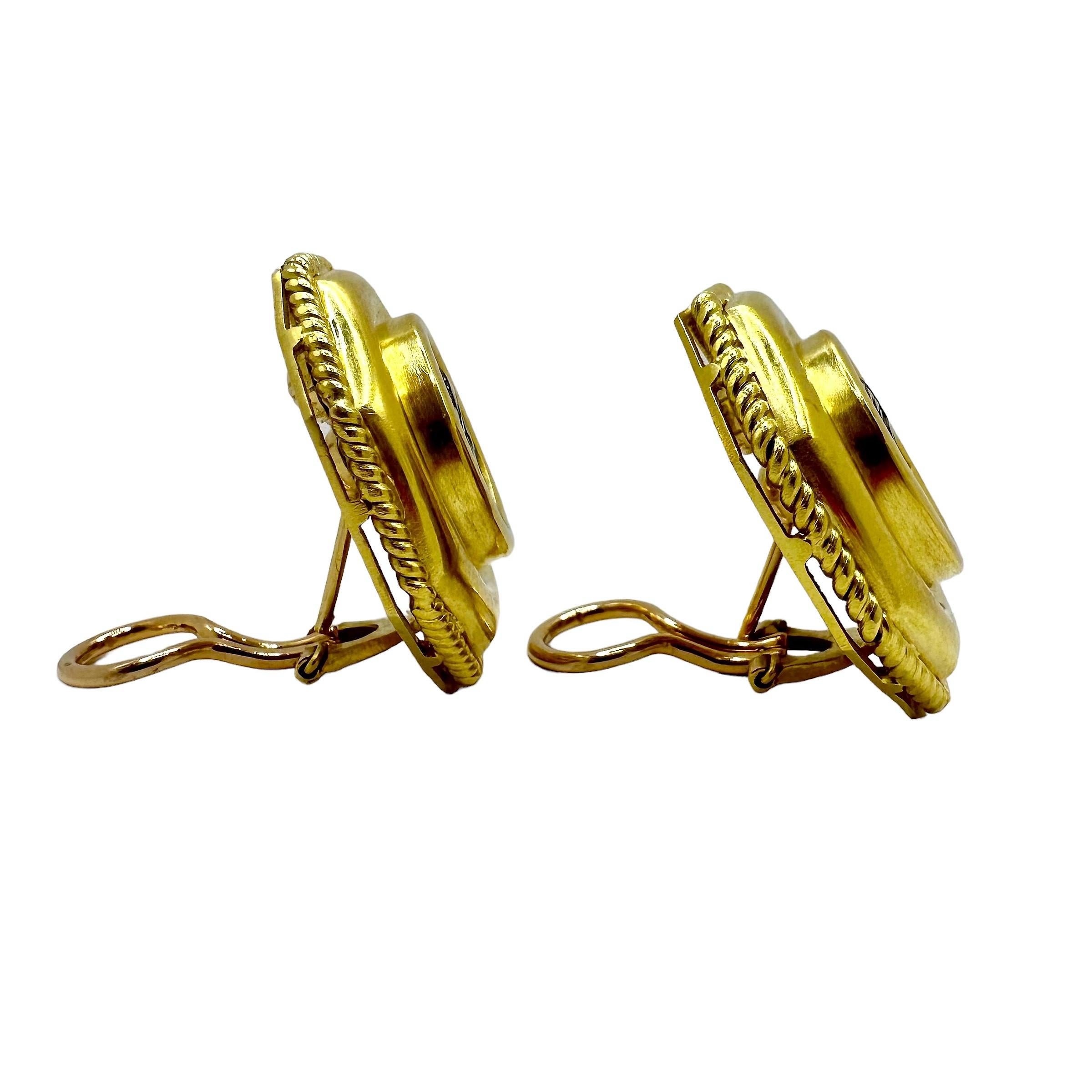 Elizabeth Locke 18K Yellow Gold Octagonal Earrings with Ancient Roman Coins In Good Condition For Sale In Palm Beach, FL
