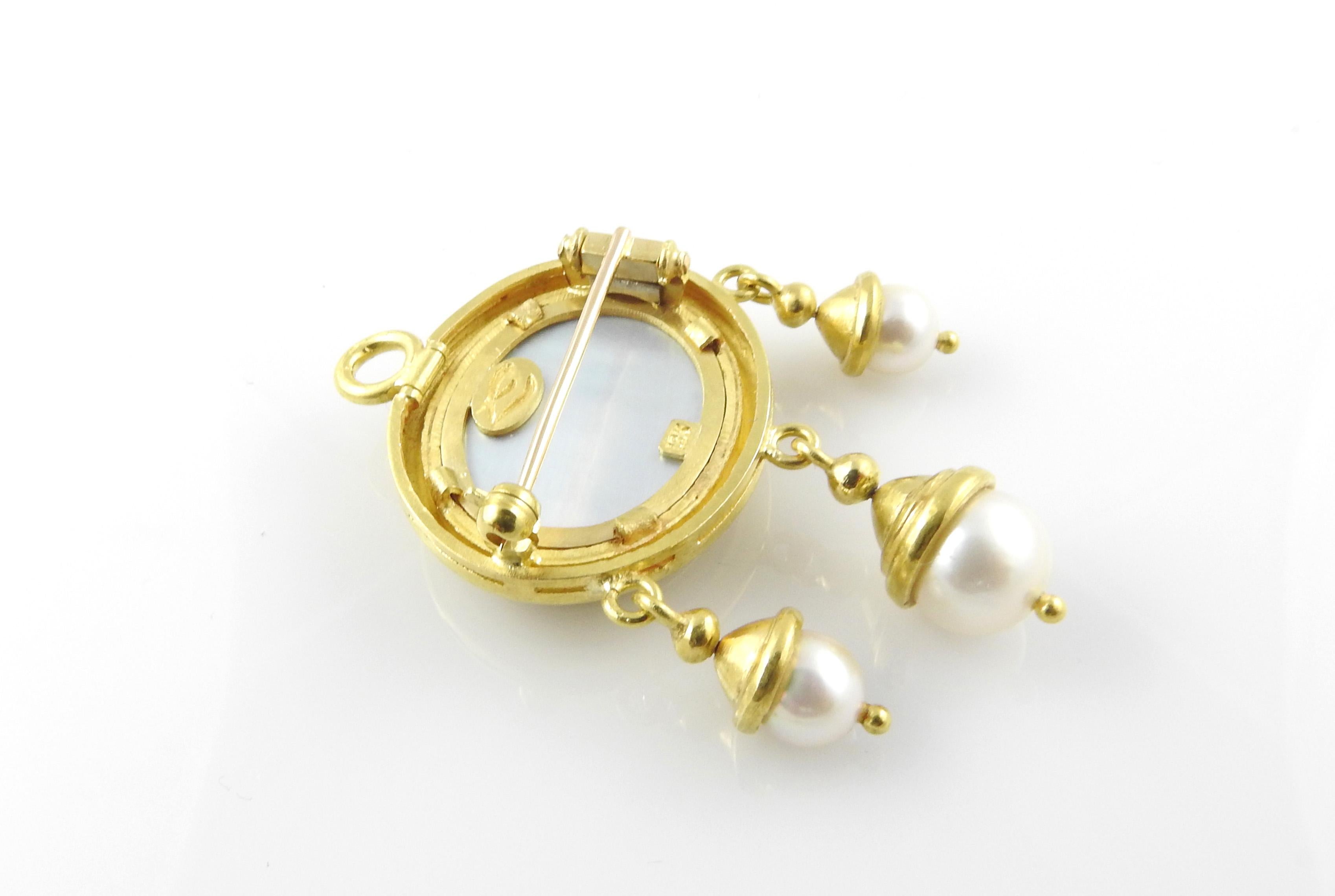 Elizabeth Locke 18 Karat Gold Venetian Glass Pearl Intaglio Brooch Pendant 1