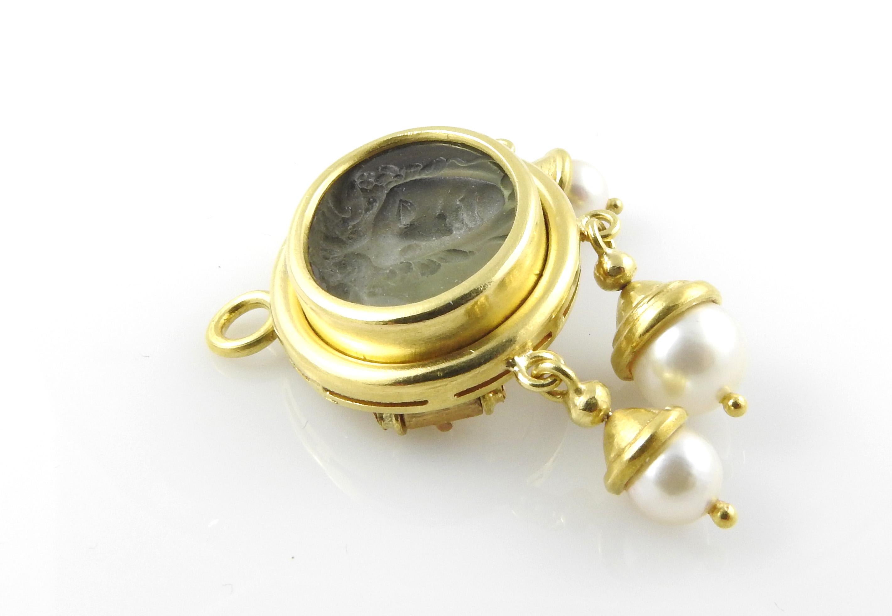 Elizabeth Locke 18 Karat Gold Venetian Glass Pearl Intaglio Brooch Pendant 2