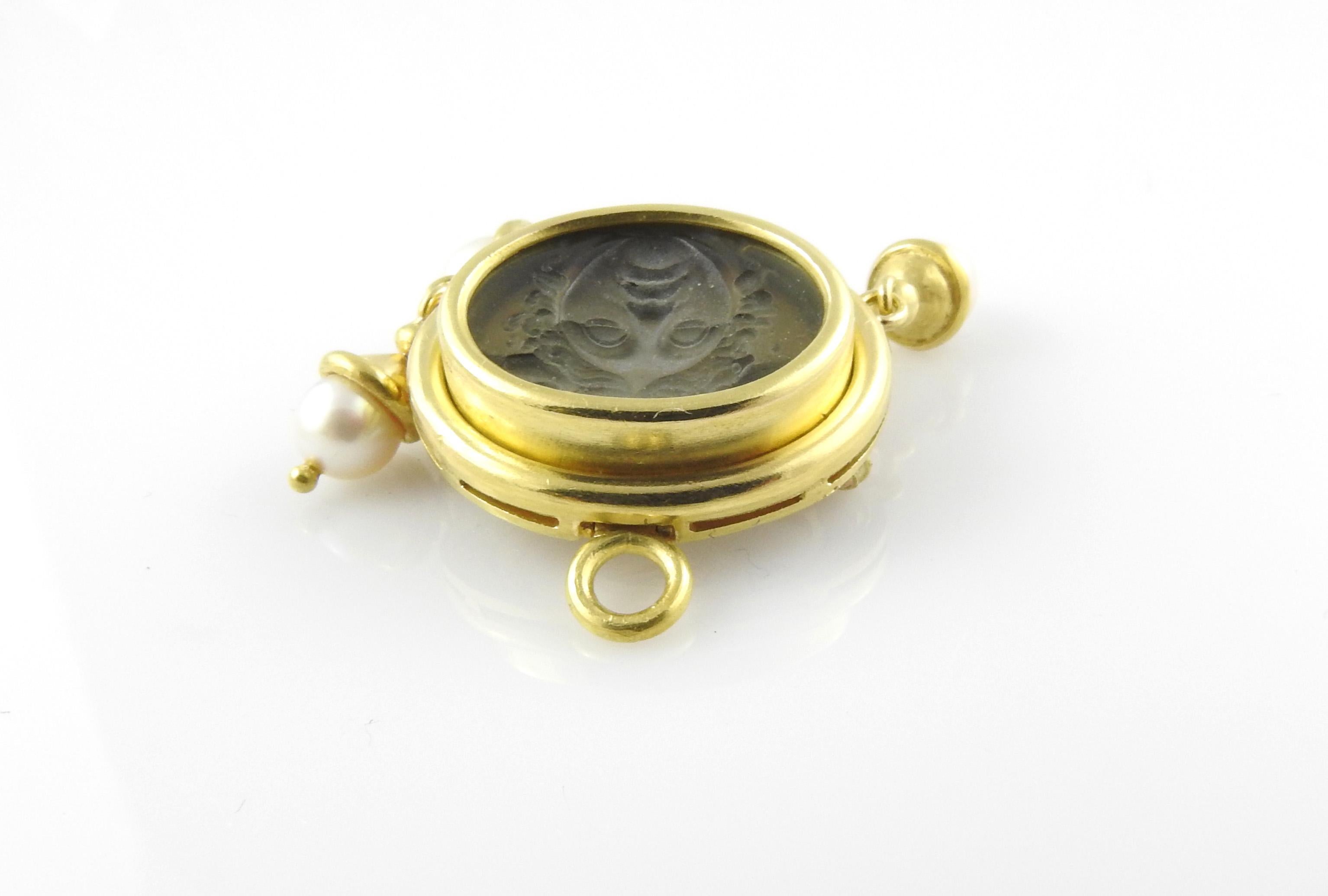Elizabeth Locke 18 Karat Gold Venetian Glass Pearl Intaglio Brooch Pendant 3