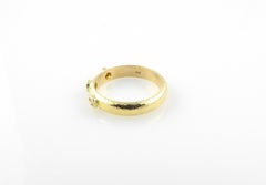 Elizabeth Locke 18 Karat Yellow Hammered Gold Yellow Diamond Stacking Band Ring