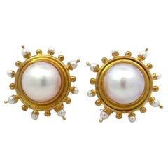 Elizabeth Locke 18KT Gold Mabe Pearl Earrings