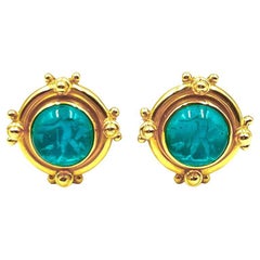 Elizabeth Locke 18kt Gold Venetian Glass Intaglio Earrings