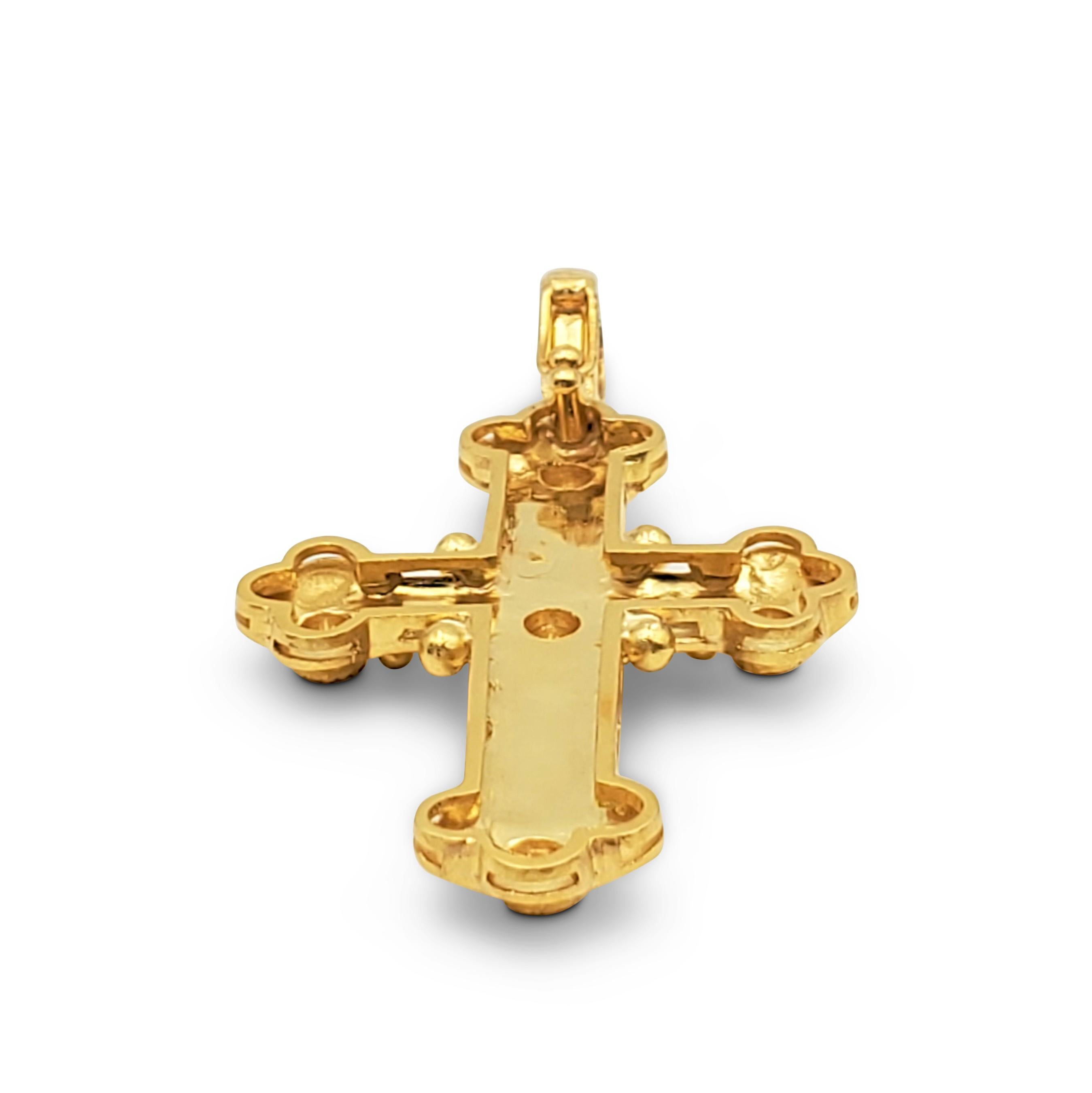 Women's or Men's Elizabeth Locke 19 Karat Gold and Diamond Cross Pendant