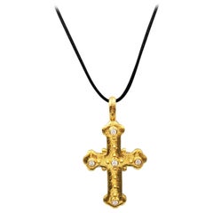 Elizabeth Locke 19 Karat Gold and Diamond Cross Pendant