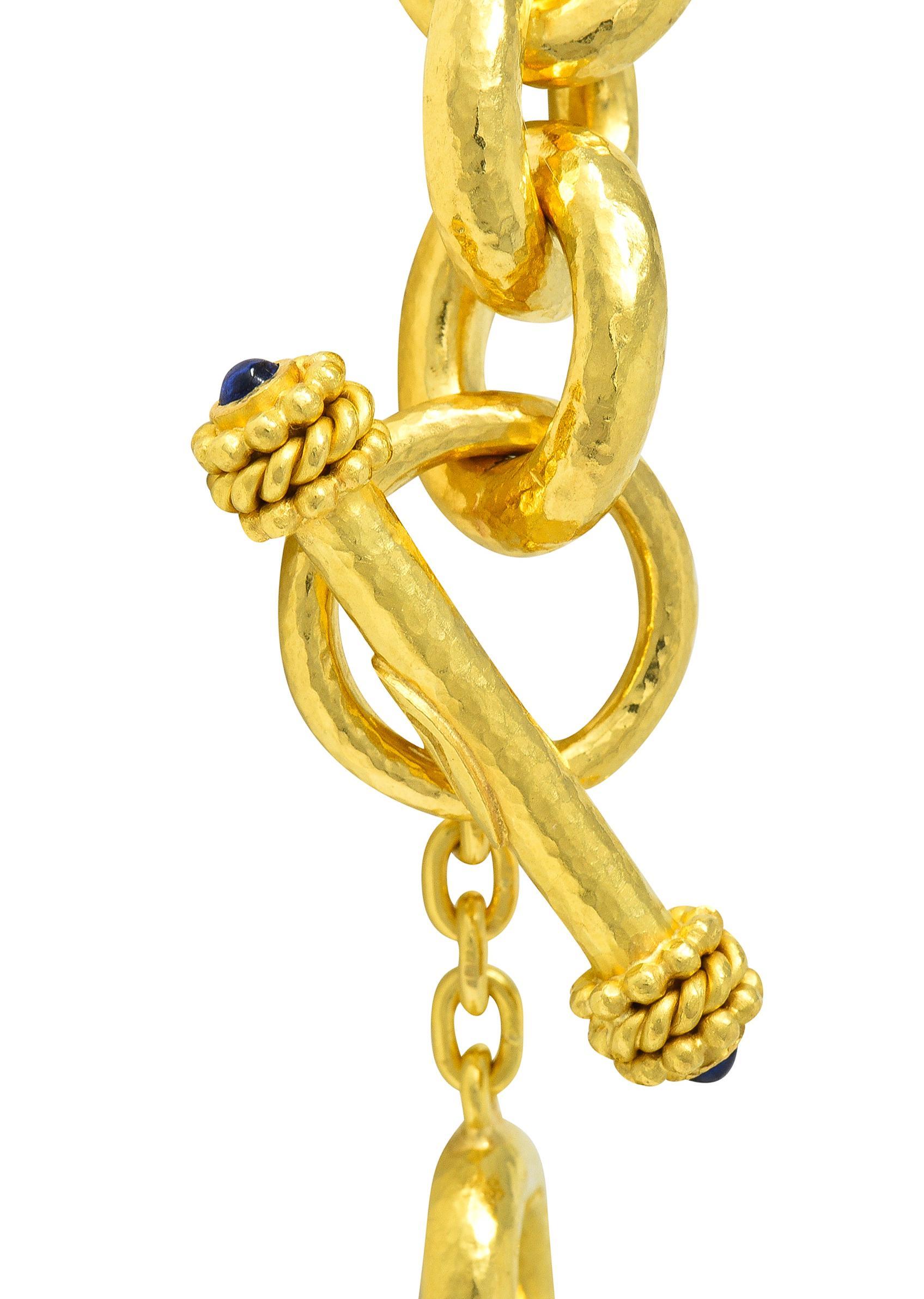 Elizabeth Locke 19 Karat Gold Hammered Cable Link Chain Vintage Necklace For Sale 3
