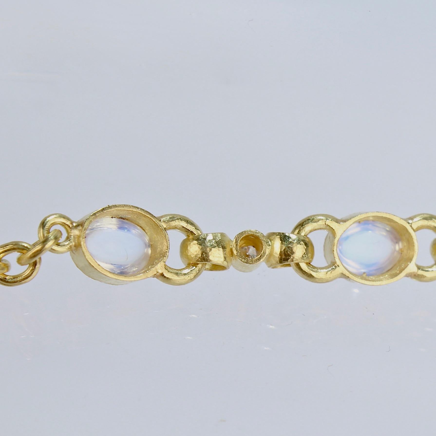 Elizabeth Locke 19 Karat Gold, Moonstone and Diamond Toggle Bracelet 4