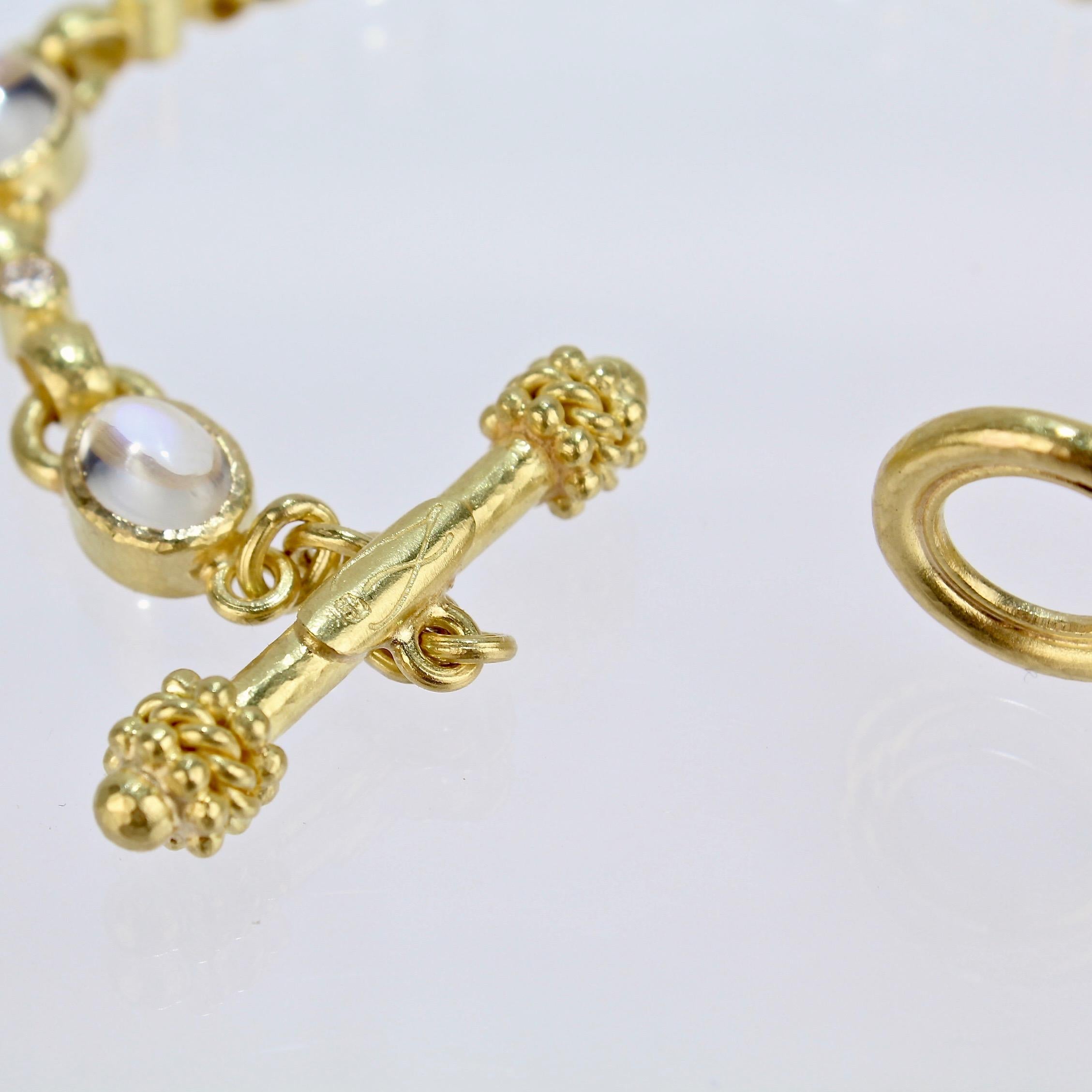 Elizabeth Locke 19 Karat Gold, Moonstone and Diamond Toggle Bracelet 8