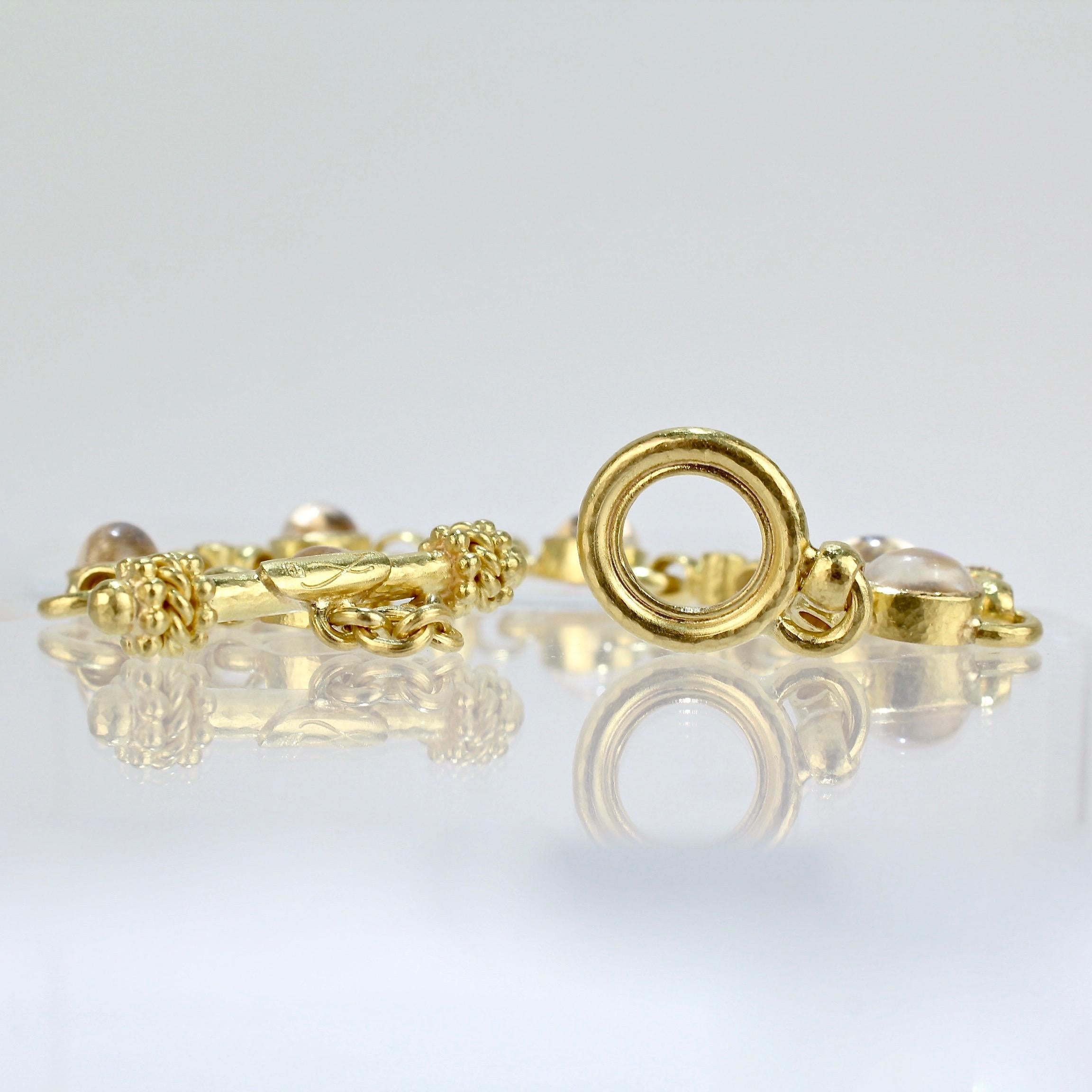 Elizabeth Locke 19 Karat Gold, Moonstone and Diamond Toggle Bracelet 9