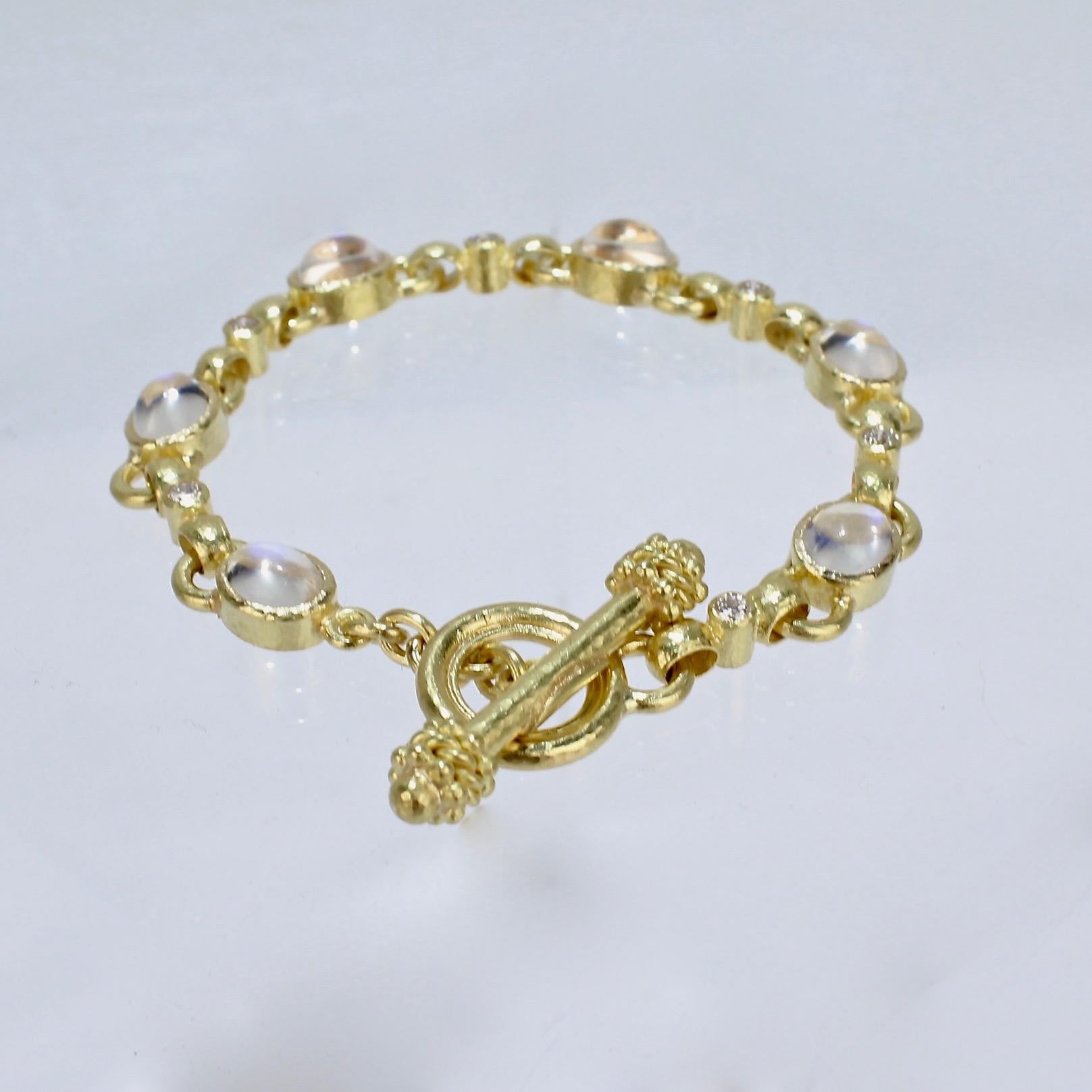 Elizabeth Locke 19 Karat Gold, Moonstone and Diamond Toggle Bracelet 10