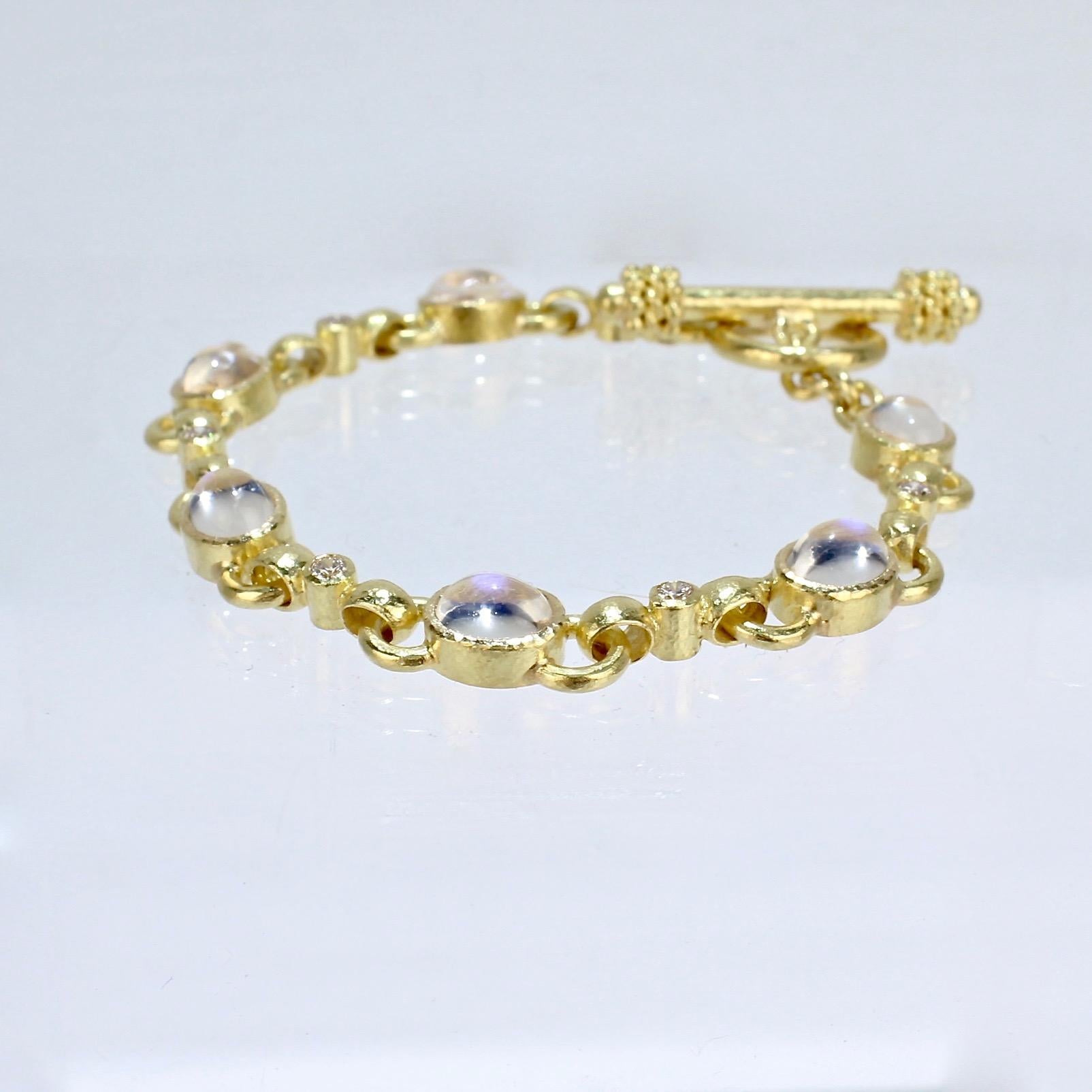 Elizabeth Locke 19 Karat Gold, Moonstone and Diamond Toggle Bracelet 2