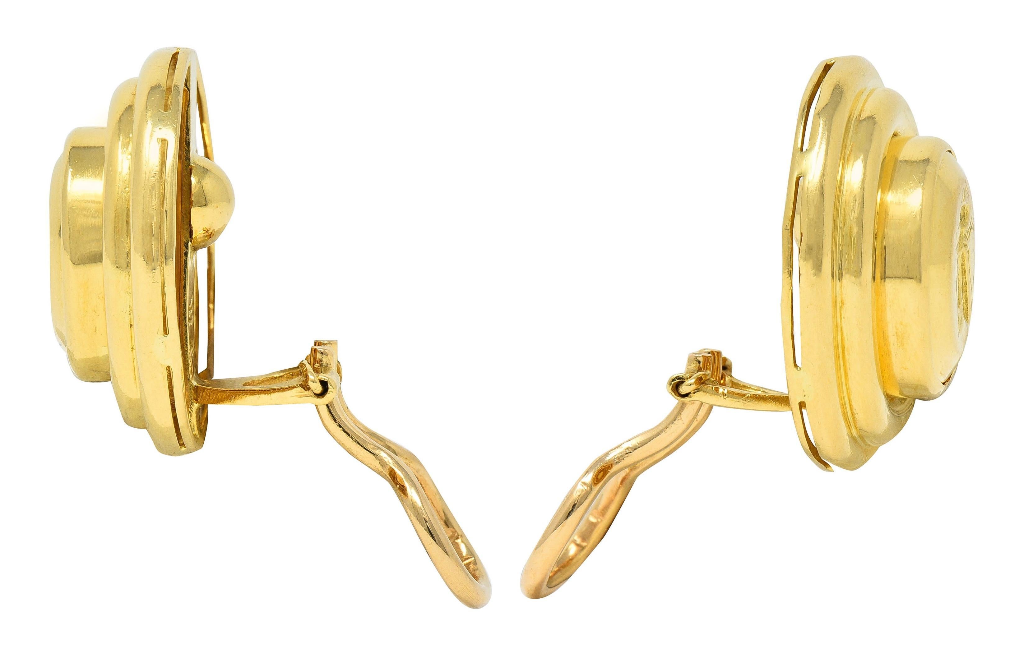 Women's Elizabeth Locke 19 Karat Yellow Gold Fly Intaglio Insect Bug Circle Earrings For Sale