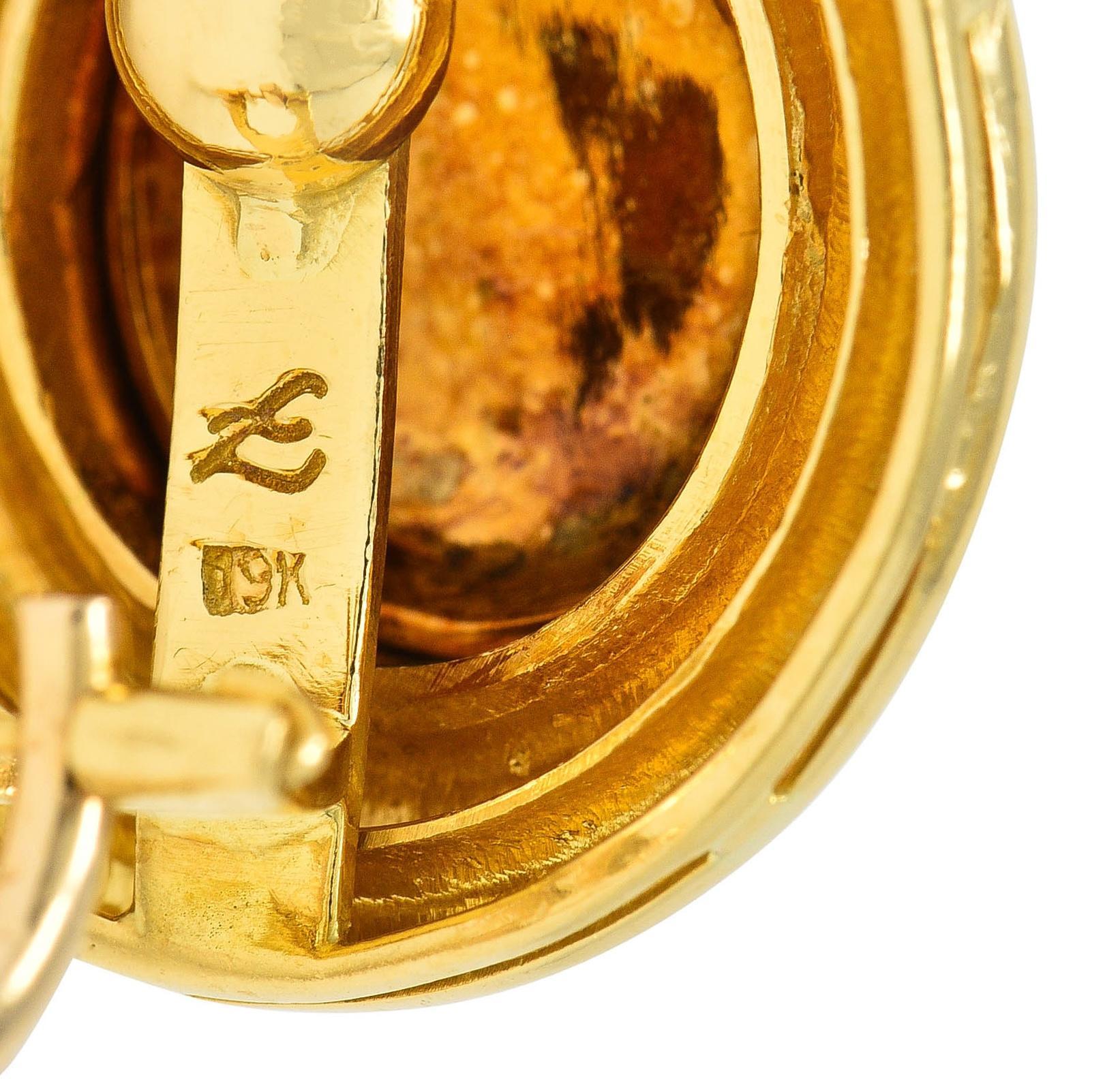 Elizabeth Locke 19 Karat Yellow Gold Fly Intaglio Insect Bug Circle Earrings For Sale 1