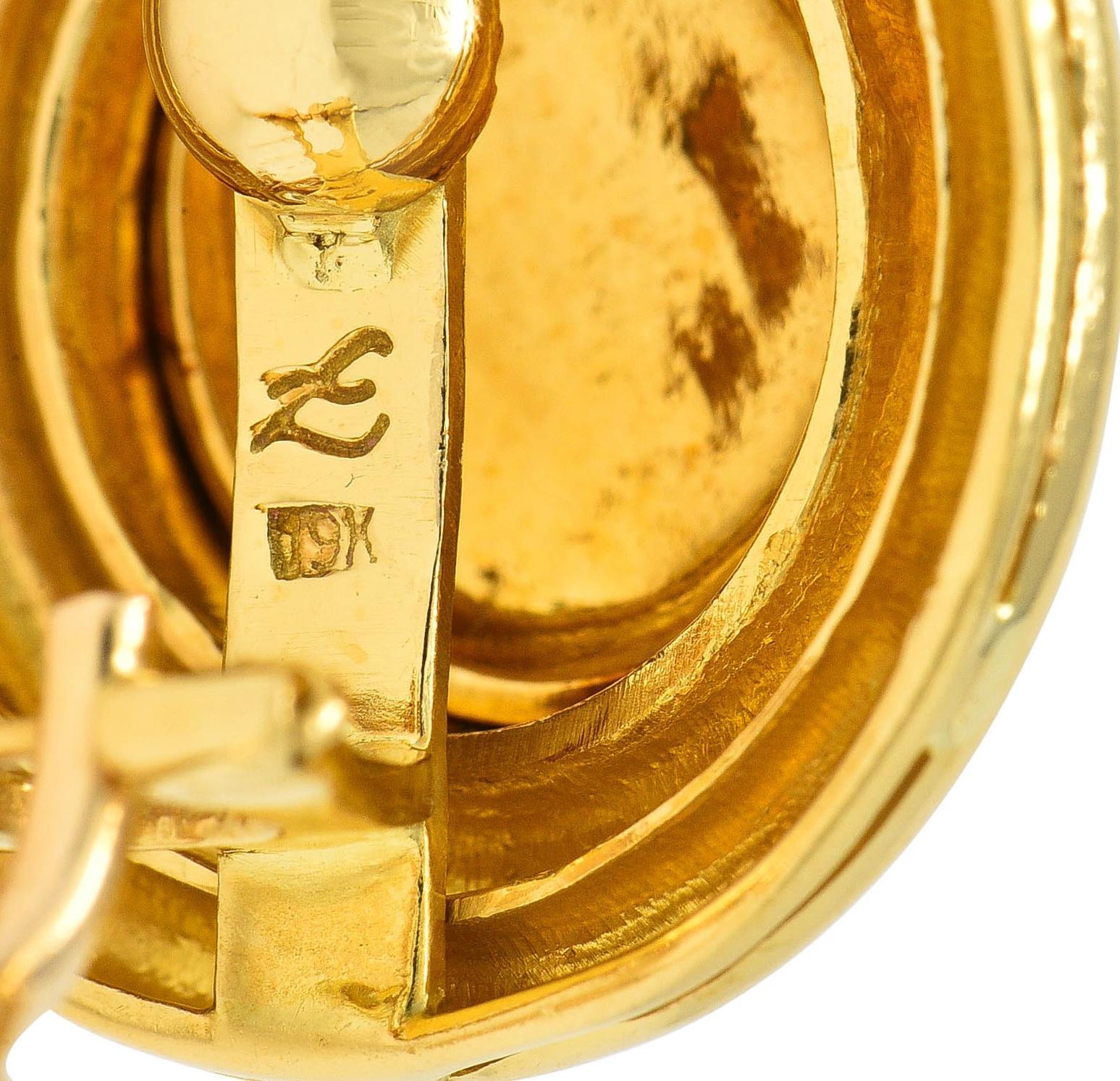 Elizabeth Locke 19 Karat Yellow Gold Fly Intaglio Insect Bug Circle Earrings For Sale 2