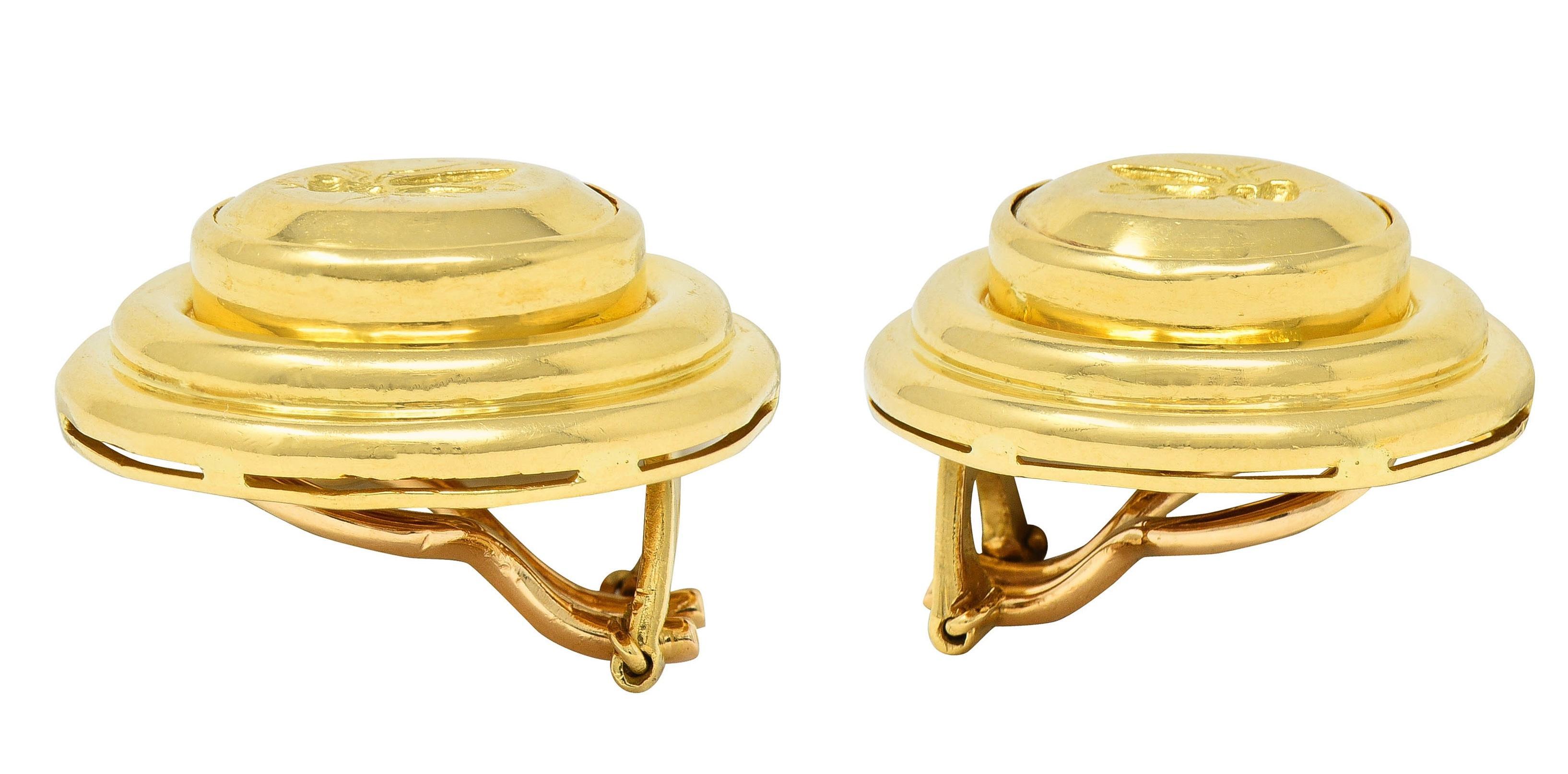 Elizabeth Locke 19 Karat Yellow Gold Fly Intaglio Insect Bug Circle Earrings For Sale 3