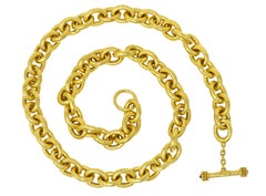 Elizabeth Locke 19 Karat Yellow Gold Hammered Curb Link Chain Collar Necklace