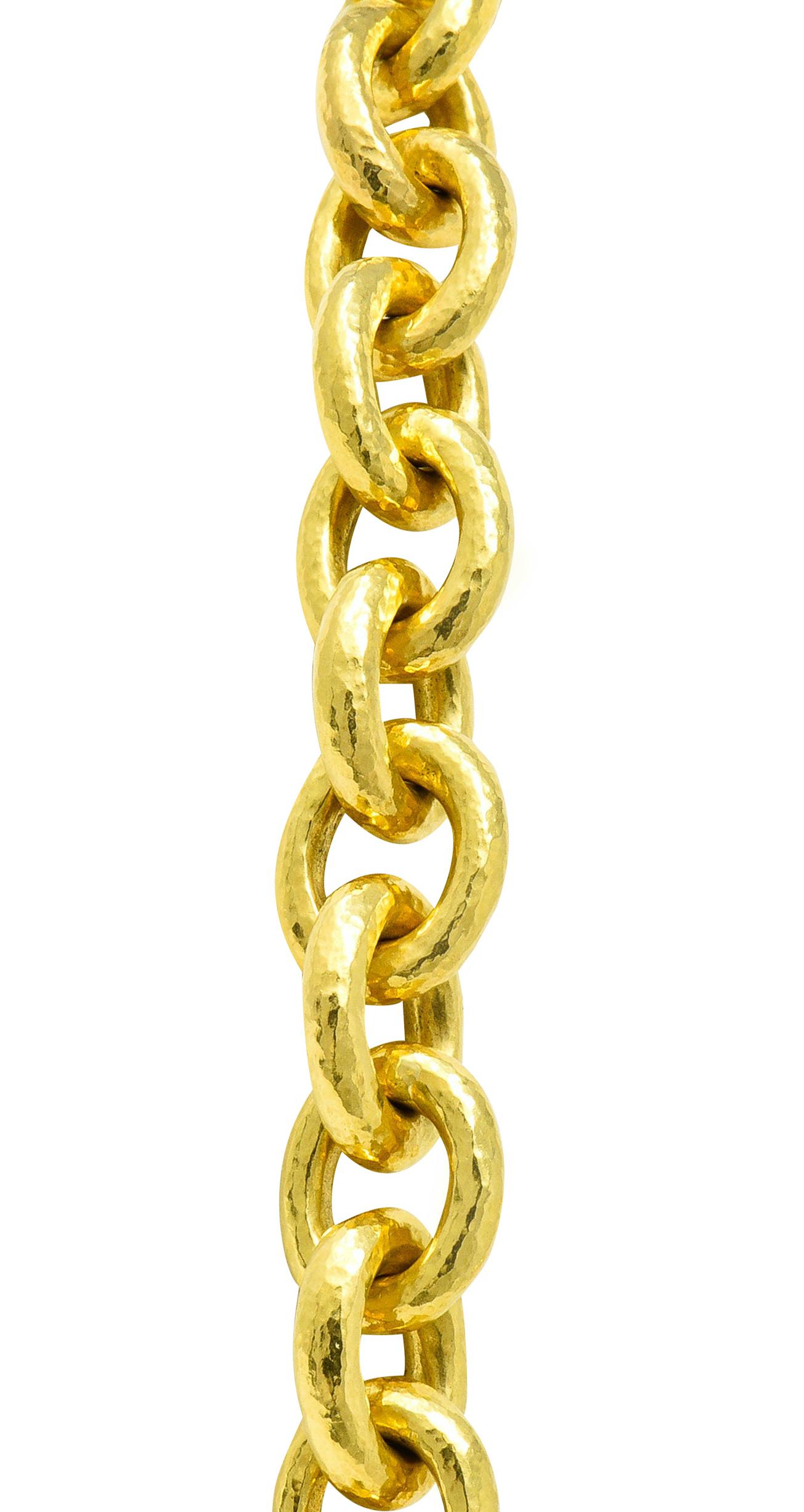 Contemporary Elizabeth Locke 19 Karat Yellow Gold Hammered Curb Link Chain Collar Necklace