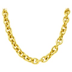 Vintage Elizabeth Locke 19 Karat Yellow Gold Hammered Curb Link Chain Collar Necklace