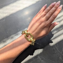 Elizabeth Locke 1980's 19K Gold Vintage Hammered Livorno Square Link Bracelet