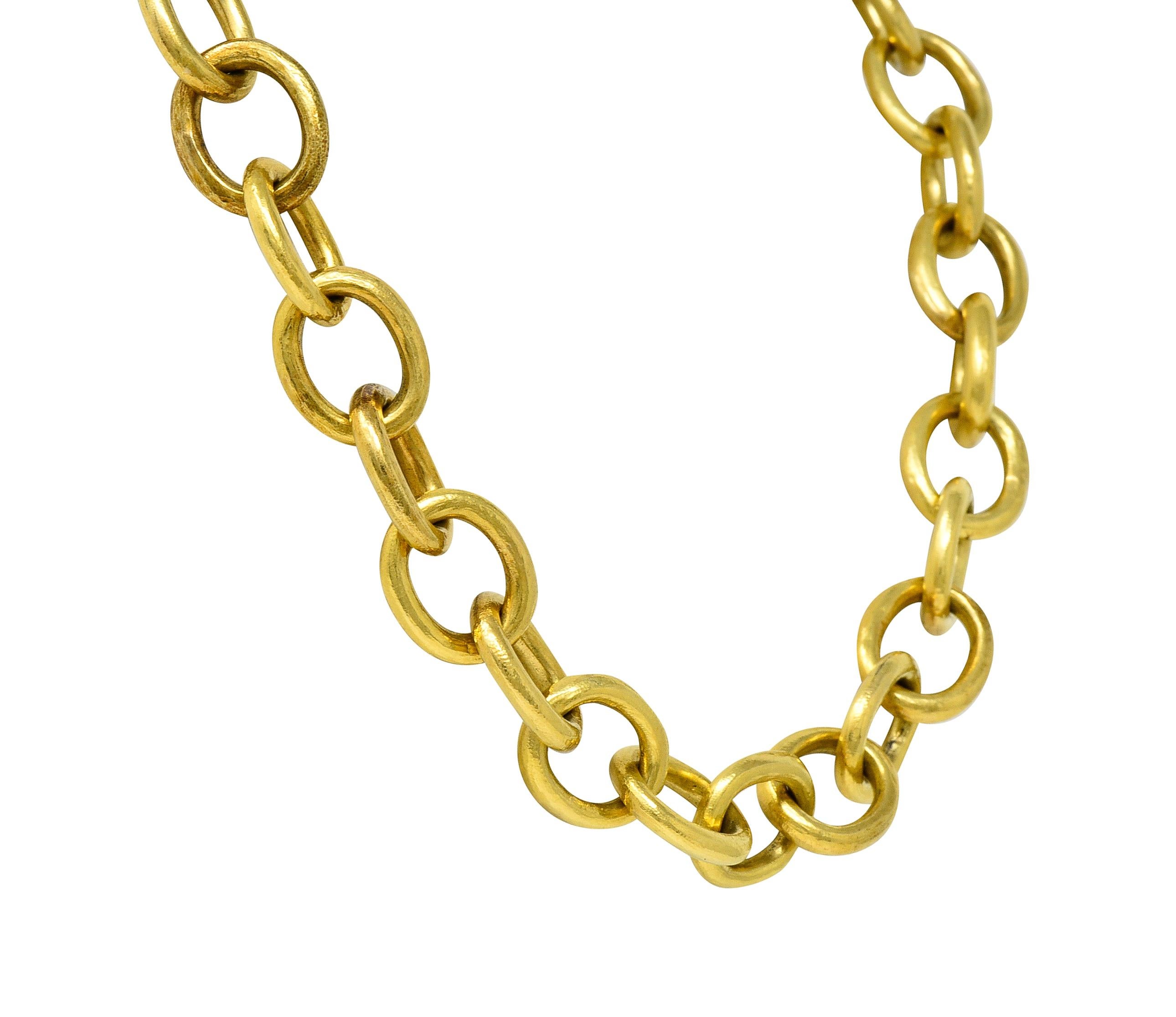 Elizabeth Locke 1990er Jahre Saphir 18 Karat Gold Kabel-Gliederkette Vintage-Halskette (Zeitgenössisch) im Angebot