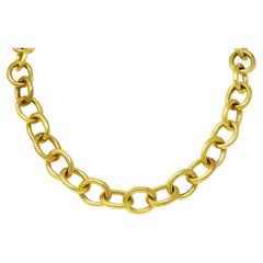 Elizabeth Locke 1990's Sapphire 18 Karat Gold Cable Link Chain Vintage Necklace