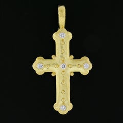 Elizabeth Locke 19k Gold 0.51ctw Diamond Byzantine Cross Enhancer Pendant