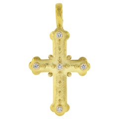 Elizabeth Locke 19k Gold 0.51ctw Diamond Byzantine Cross Enhancer Pendant